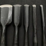 Old stock Yoshihiro Sotomaru chisels with white steel 掘出し物  吉弘 外丸鑿 白紙鋼 42,36,24,15,9mm