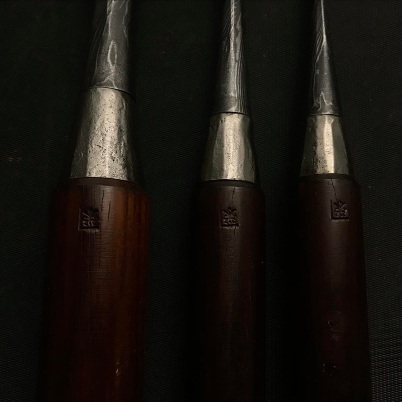 Old stock Kunikei 3rd Generation Early works Bench chisels  掘出し物 池田慶郎氏 三代目国慶作 早期作品 墨流し 追入鑿 42mm 6mm 3mm