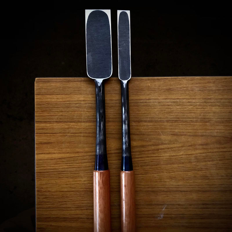 Sukemasa #5 (Third generation) Suminagashi Slick chisels set 三代目助正作 墨流し 本突組鑿  Hon-tsukinomi