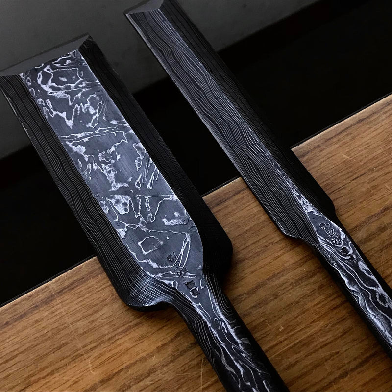 Sukemasa #5 (Third generation) Suminagashi Slick chisels set 三代目助正作 墨流し 本突組鑿  Hon-tsukinomi