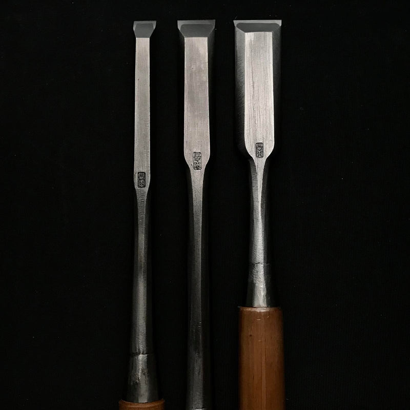 Tasai Custom made Timber chisels (Tatakinomi) with blue steel  田斎 磨き仕上 特注 叩鑿  14,24,30mm